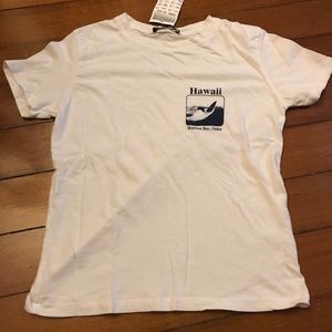 WHITE BRANDY MELVILLE HAWAII SHIRT